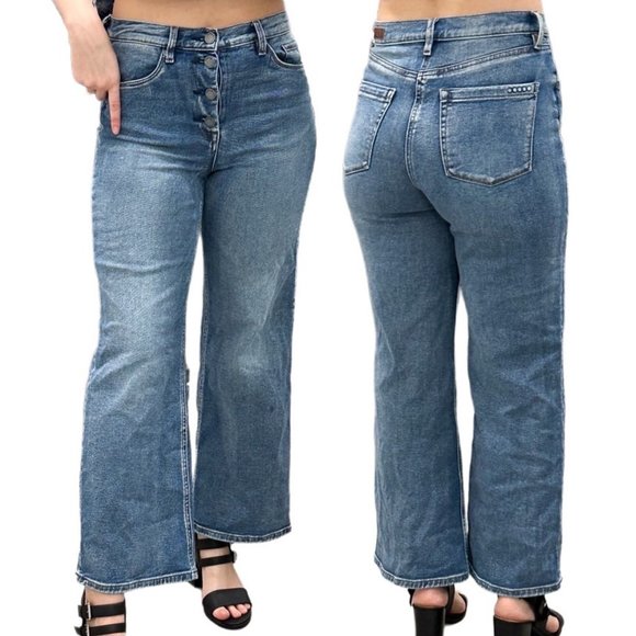 Blank NYC The Chrystie High-Rise Crop Wide Leg Denim Jeans in Wall Street Sz 28 - Picture 1 of 15